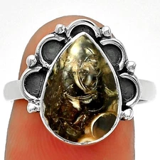 Natural Turtella Jasper - USA 925 Sterling Silver Ring s.8 Jewelry R-1216