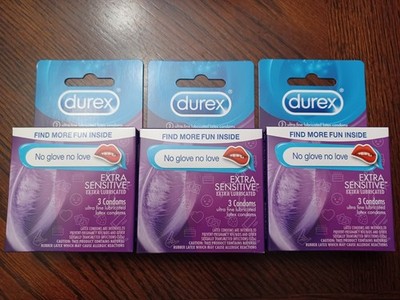 Sealed 3x Durex Extra Sensitive Latex Thin Condoms (9 Total) -  03/26