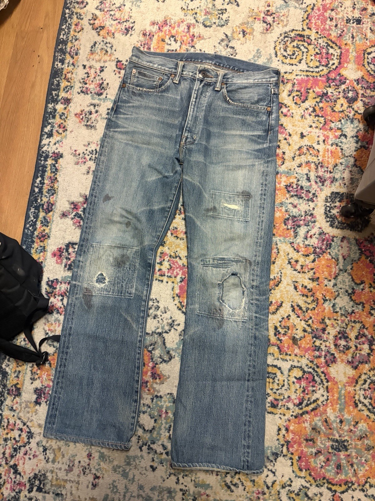 KAPITAL 2005 DENIM MONSTER Straight Leg Mens Repaired Denim Jeans 32x28 Selvedge