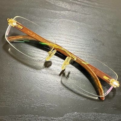 Cartier eyeglasses/sunglasses with wooden temples, crocodile