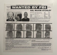 RARE HTF FBI WANTED POSTER- HAL MAXIM ATCHLEY