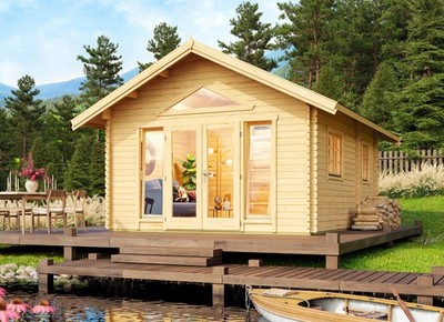 Gartenhaus Holz 40mm CAROLINE 2.2 390x585cm Doppelnut + Schlafboden u. Fußboden