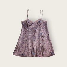 Vintage Y2k early 2000s Victoria's Secret purple floral mini slip dress