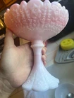 Vintage Fenton Art Class Rosalene Pedestal Compote Candy Dish Pink