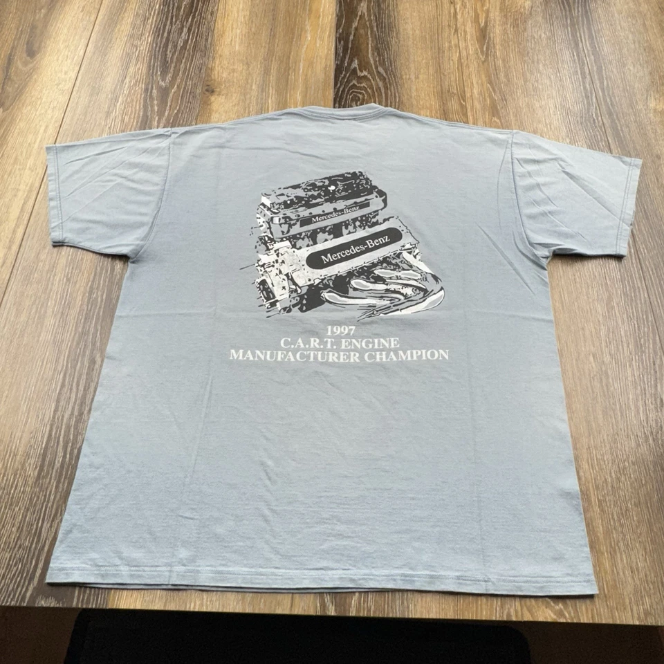 Camisa De Colección Mercedes Benz Para Hombres XL Azul Desteñido CART Motor Champion Racing Años 90 Foto 3 de 4