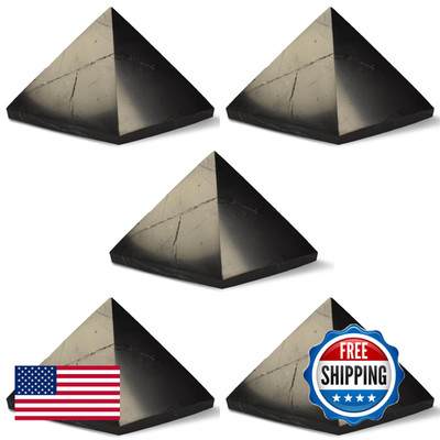 Shungite World 5 Pcs Shungite Pyramid Polished 50 Mm / 1.96 Chakra Energy