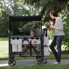 Wagon Stroller for 2 Kids, High Seat  5 Point Harness,Adjustable Handlebar