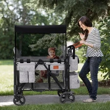 Wagon Stroller for 2 Kids, High Seat & 5 Point Harness,Adjustable Handlebar