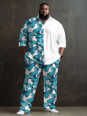 Men's Outfit 2 Piece Set Shirt & Pants Suit PLUS SIZE BIG 4XL