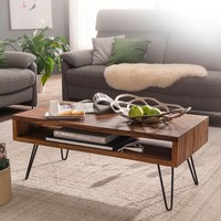 FineBuy Couchtisch Massivholz 100X40X50 Cm Wohnzimmertisch Sofatisch Tisch