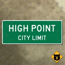 High Point North Carolina city limit boundary street highway road sign 27x11