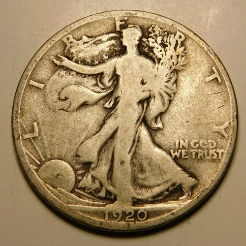 1920 D Walking Liberty Half Dollar 90% Silver G - VG   "As Pictured-Not Cleaned"