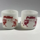 Vintage 1970s Oair Philadelphia Phillies Phil & Phillis Milk Glass Mug Fire King