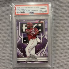 2025 Topps Chrome Black Rece Hinds RC VARIATION SP Purple /75 PSA 10