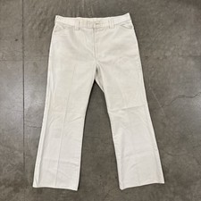Vintage Lee 1970s Cream Work Wear Flare Pants 36x31 Made In USA Talon Zipper 70s