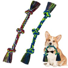 2 Pack 3 Knots Dog Rope Toys Dog Chew Toy Puppy Rope Toy for Tug of War