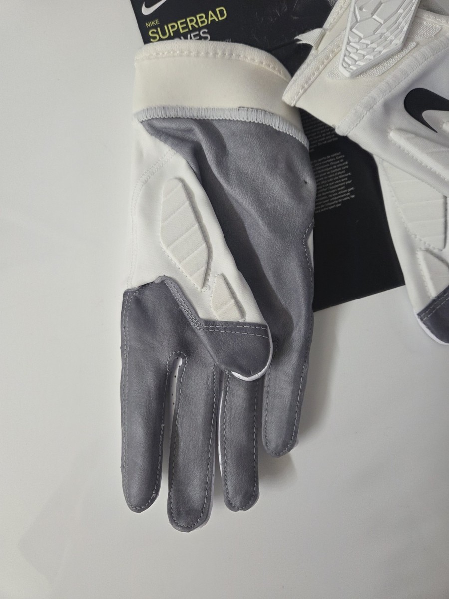 Adult White Nike Superbad Football Gloves CJ9783-184 Medium