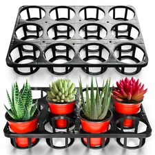 12 Cell round Nursery Pots Tray, Plant Pot Shuttle Carry Holder and Trays for 4