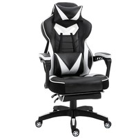 Gaming Chair, Racing Desk Chair with Lumbar Support, Footrest & Headrest, wheels