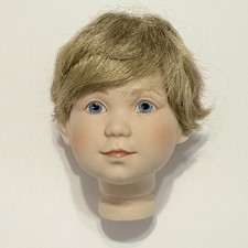 VTG Porcelain Flange Child Doll Head Parts For 10 Doll Repair Wig Painted Eyes