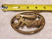 Oval "Frank" Script Brass Belt Buckle