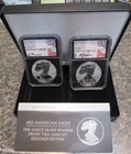 2021 W & S REVERSE PROOF SILVER EAGLE SET NGC PF70 FDI MERCANTI GAUDIOSO SIGNED