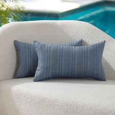 Outdoor Waterproof Throw Pillow Covers 12x20 Set of 20" x 12" Pack of 2 Blue