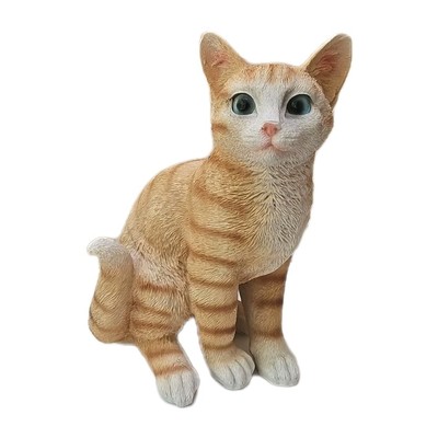Realistic Orange Tabby Cat Lawn Decoration - 11.5'' Tall