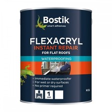 Bostik Flexacryl Instant Repair 1kg Grey Roof Paint Stop Leaks Wet Surface Fix