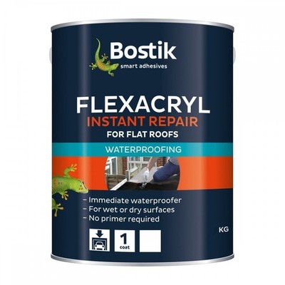 Bostik Flexacryl Instant Repair 1kg grau Dachfarbe Stoppt Lecks nasse Oberfläche Fix