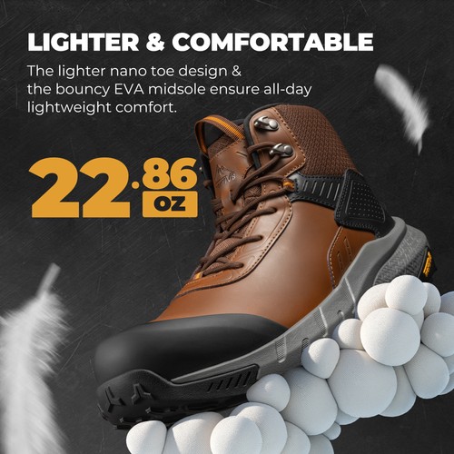 Men Waterproof Composite Toe Work Boots Lightweight Comfortable Safety Boots