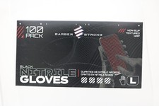 Barber Strong Black Nitrile Gloves Non-Slip, Textured Grip Large - 100 PK