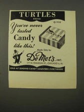 1954 DeMet's Turtles Candy Ad - You've never tasted candy like this
