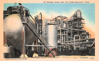#ad Port Arthur Beaumont Texas Motiva Oil Refinery later Texaco Vtg Postcard F35 $39.95