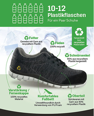 NEUHEIT! Bis zu 100% Recyceltes Material Sneaker Arbeitsschuhe S1P MORRIS 36-47