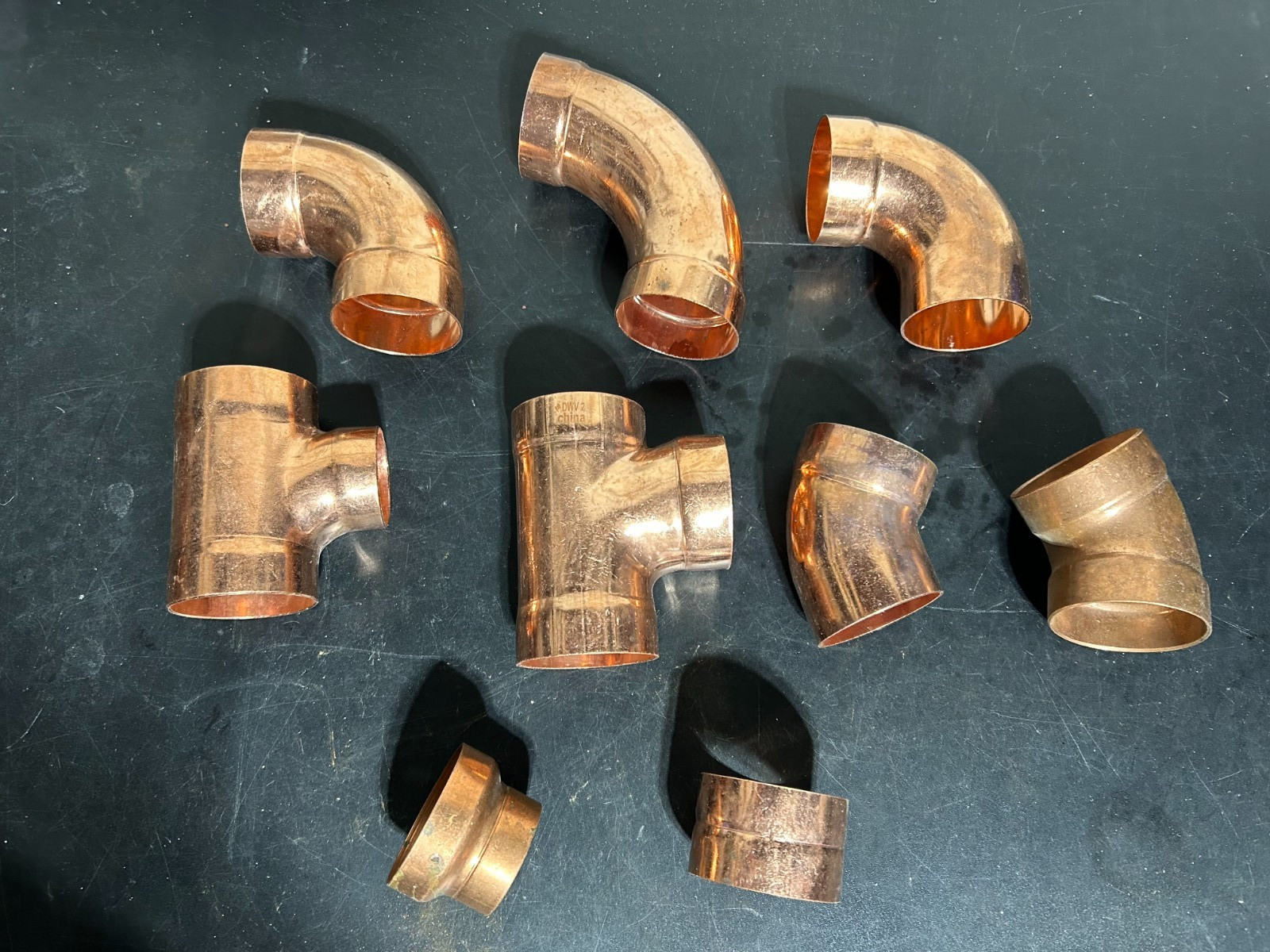 COPPER SWEAT DWV 2" FITTINGS QTY (9)