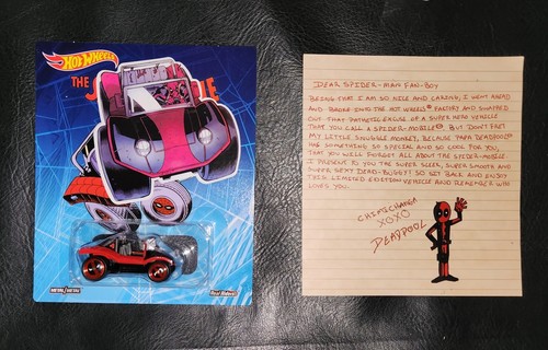 SDCC 2017 Hot Wheels Deadpool Spider Mobile Spiderman Chase Buggy