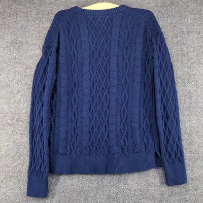 J. Crew Women's Pullover Chunky Cable Knit Sweater Blue J. Crew Women's Pullover Chunky Cable Knit Sweater Blue