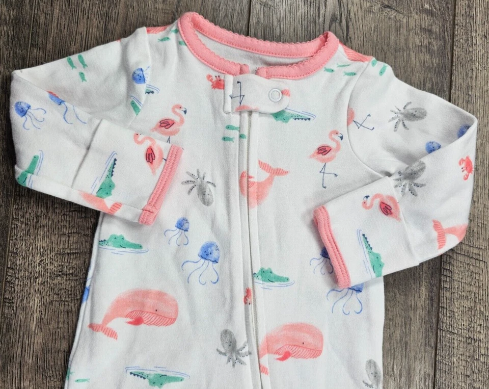 Baby Girl Clothes Nwot Just One You Newborn Pink Under The Sea Footed Outfit - Image 2 of 3