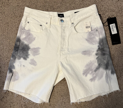 NWT EDWIN Cai 7'' Cut Off High Waist Shorts - Horizon Tie Dye White Size 27 $168