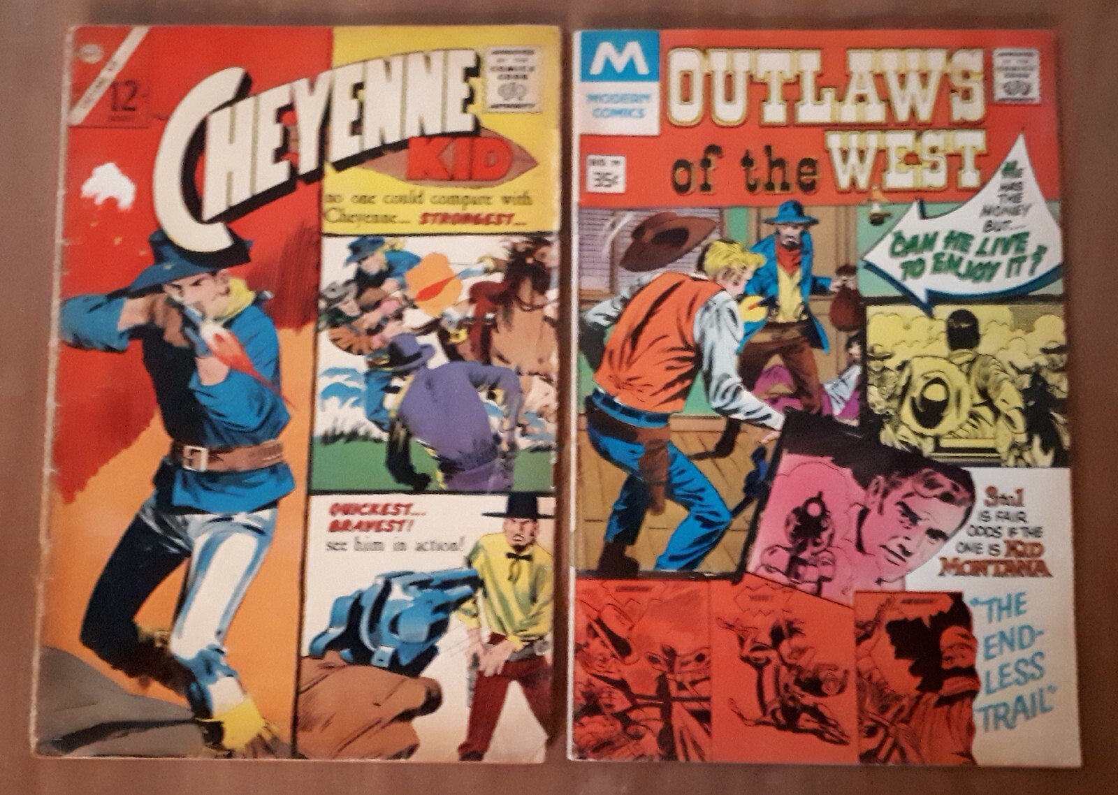 TWO CHARLTON WESTERN COMICS - CHEYENNE AND OUTLAWS OF THE WEST