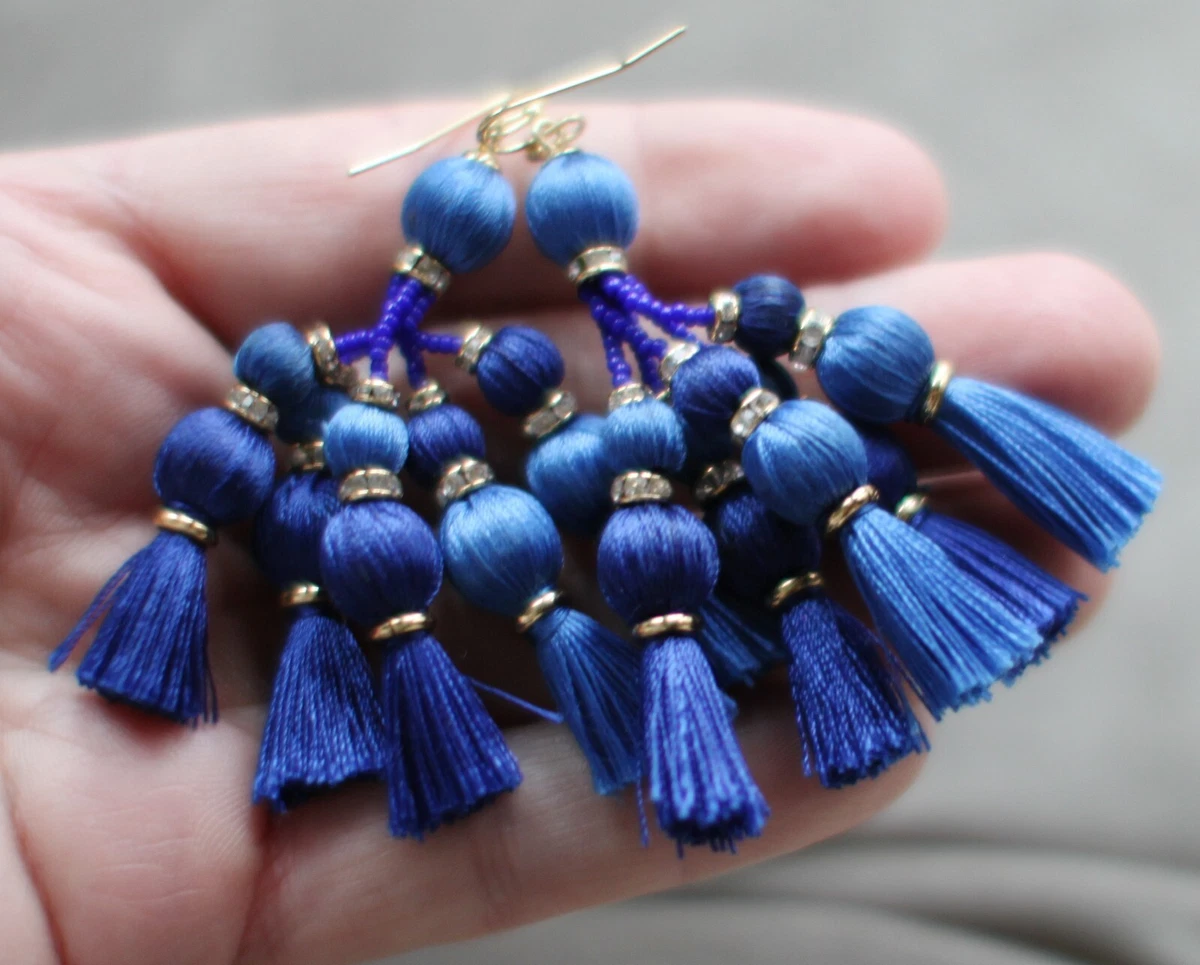 Kate Spade New York Pretty Poms Tassel Earrings Cobalt Royal Blue Regal   eBay