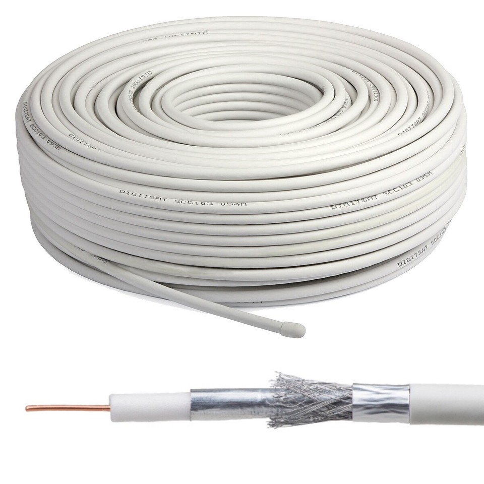 Cable Coaxial RG6 Para TV Satélite Y Digital - Colores Negro/blanco/marrón, Para Freesat Y Aire
