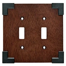 W27029-CHS Rowland Charcoal Ebony & Soft Iron Double Switch Cover Plate