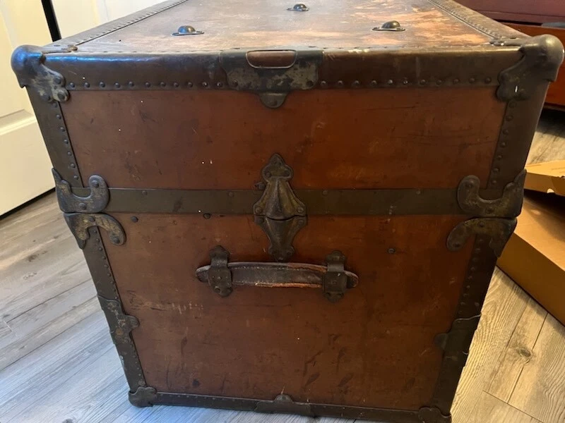Baúl vaporero tapa plana patente marzo 1880s Foto 2 de 4