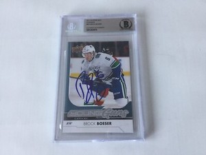 Brock Boeser Signed Oversized UD Young Guns Card RC Rookie Slabbed Beckett BAS a