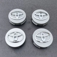 4x TOYOTA WHEEL RIMS CENTER HUB CAP CAPS SILVER BASE CHROME LOGO 62MM CAMRY +MOR