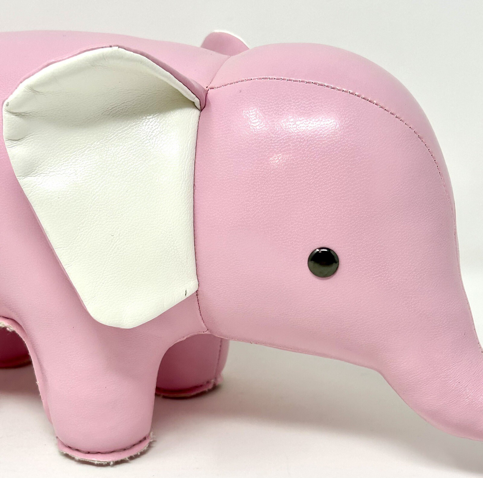 Zuny Pink Faux Leather Elephant Weighted Bookend Doorstop Baby Decor
