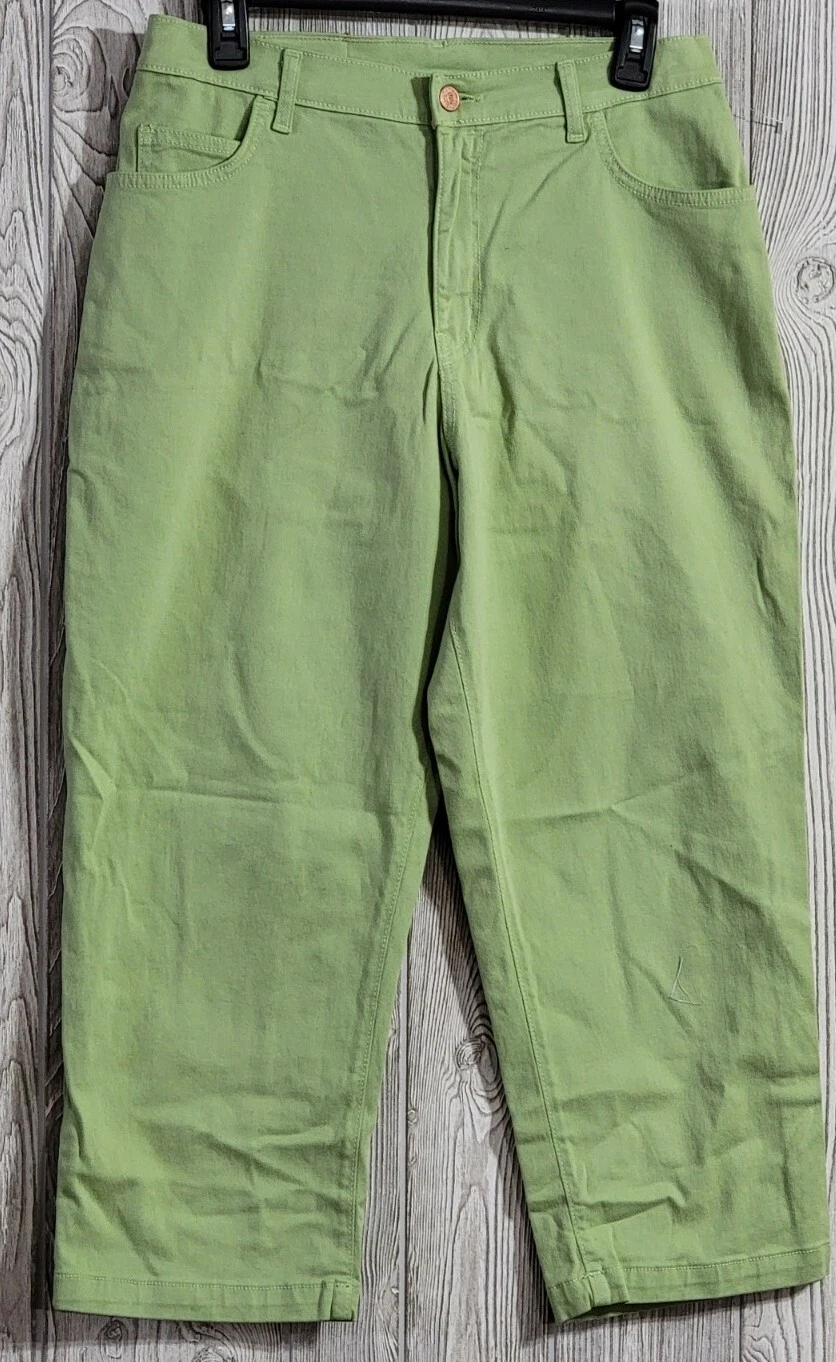 Vintage Tianello David Barraza Women's Stretch Jean Cotton Capri Pants S Green