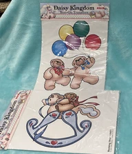 Daisy Kingdom Iron On Transfers #6404 Balloon Bear And #6401 Rocking Bear 1990